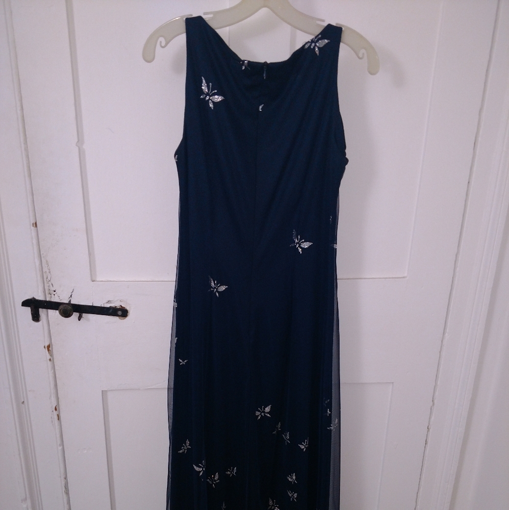 Vintage dark blue evening dress with butterflies